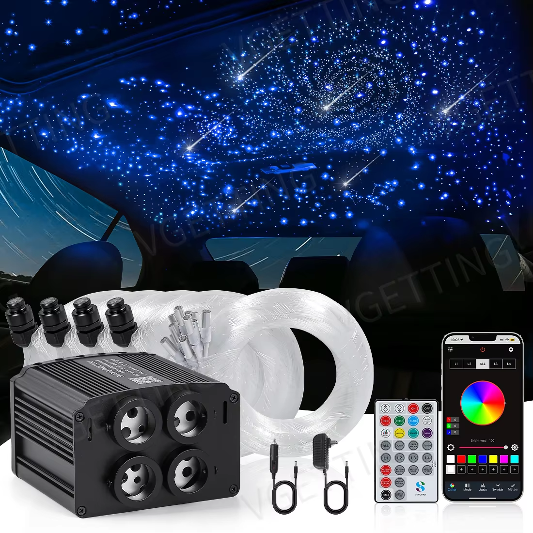 RGB Single Dual Three Port Twinkle Fiber Optic illuminator Car Roof Starry Sky LED Light Engine with APP Remote Controller