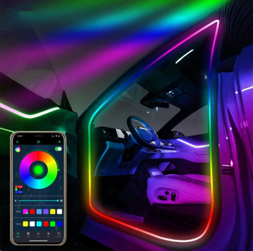 Interior LED Atmosphere Light Car Door Frame Window LED Magic Color Streamer Light