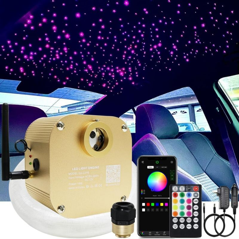 RGBW Twinkle 500Pcs Starlight Headliner Kit LED Fiber Optic Starry Sky Light