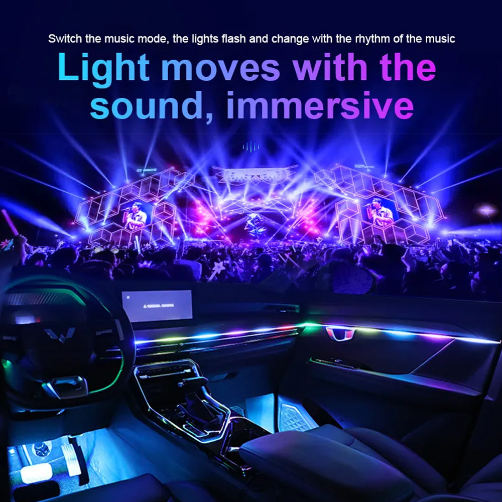 18IN1 Universal Acrylic Car Decoration Ambient Lighting Car Interior RGB Led Strip Ambient Light Symphony Car Ambient Light Kit