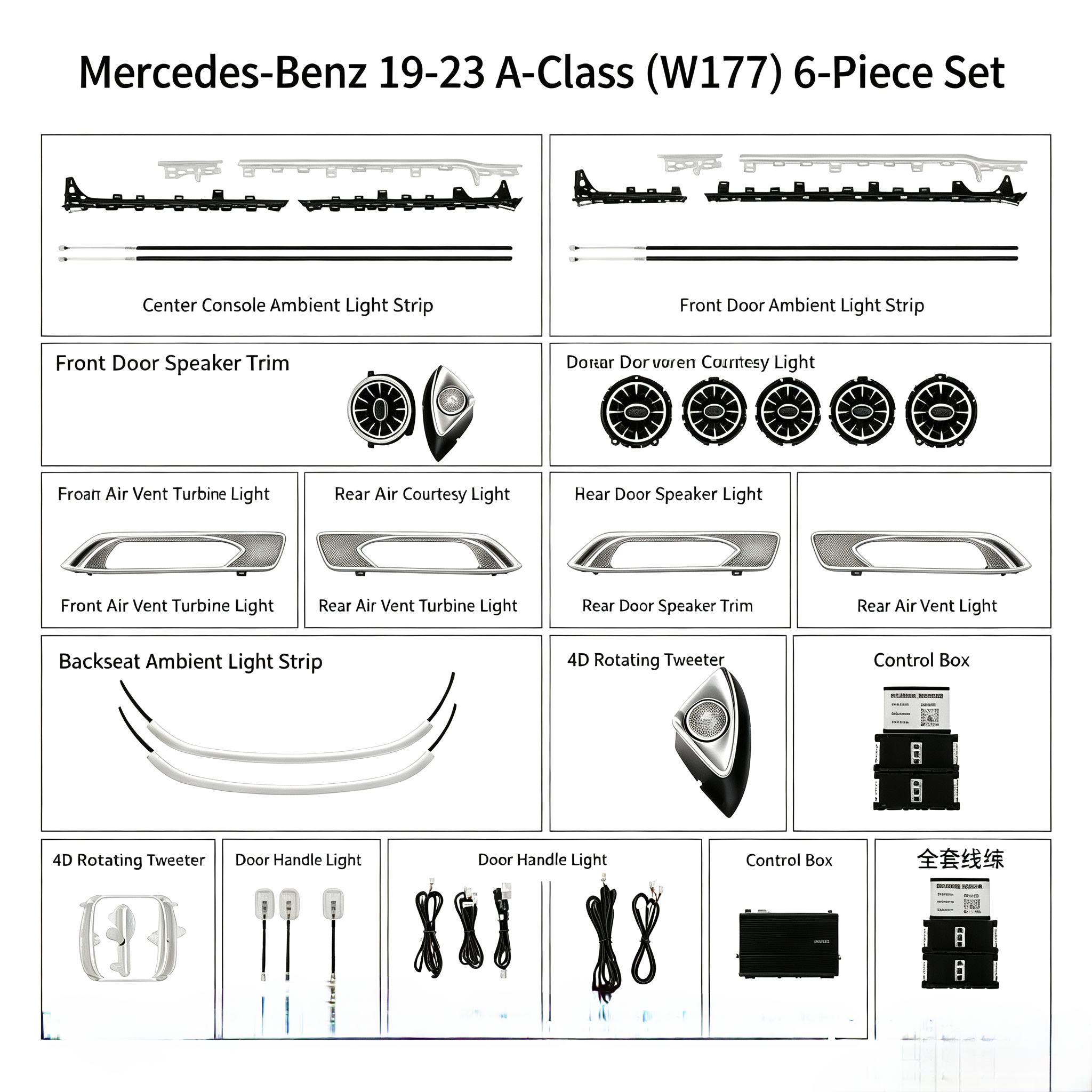 OEM Car Ambient Light for  Benz A class(W177)2019-2023 6 Sets