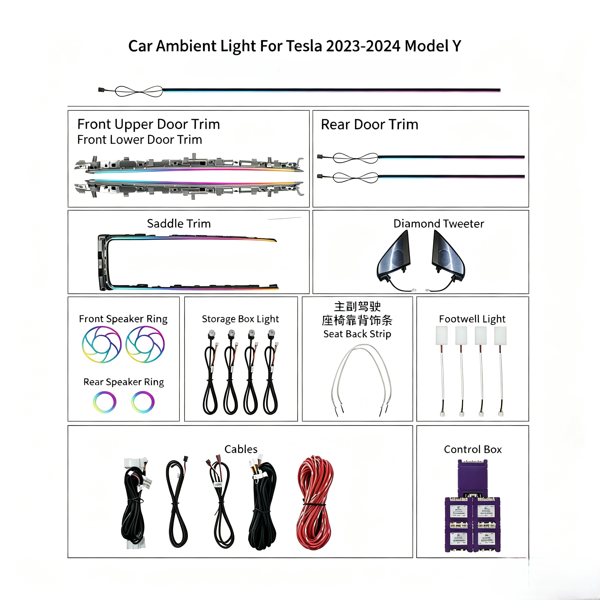 OEM Car Ambient Light For Tesla 2023-2024 Model Y