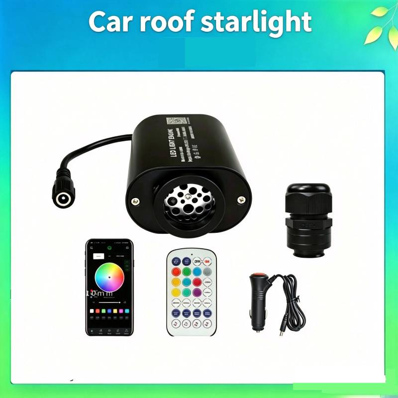 Mini 6W RGBW Twinkle Fiber Optic Starlight Headliner Kit with Remote and APP Controlled for CarHome Starry Ceiling Sky